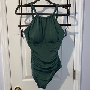 Jantzen women’s bathing suit, sz. 10, muted green, very flattering